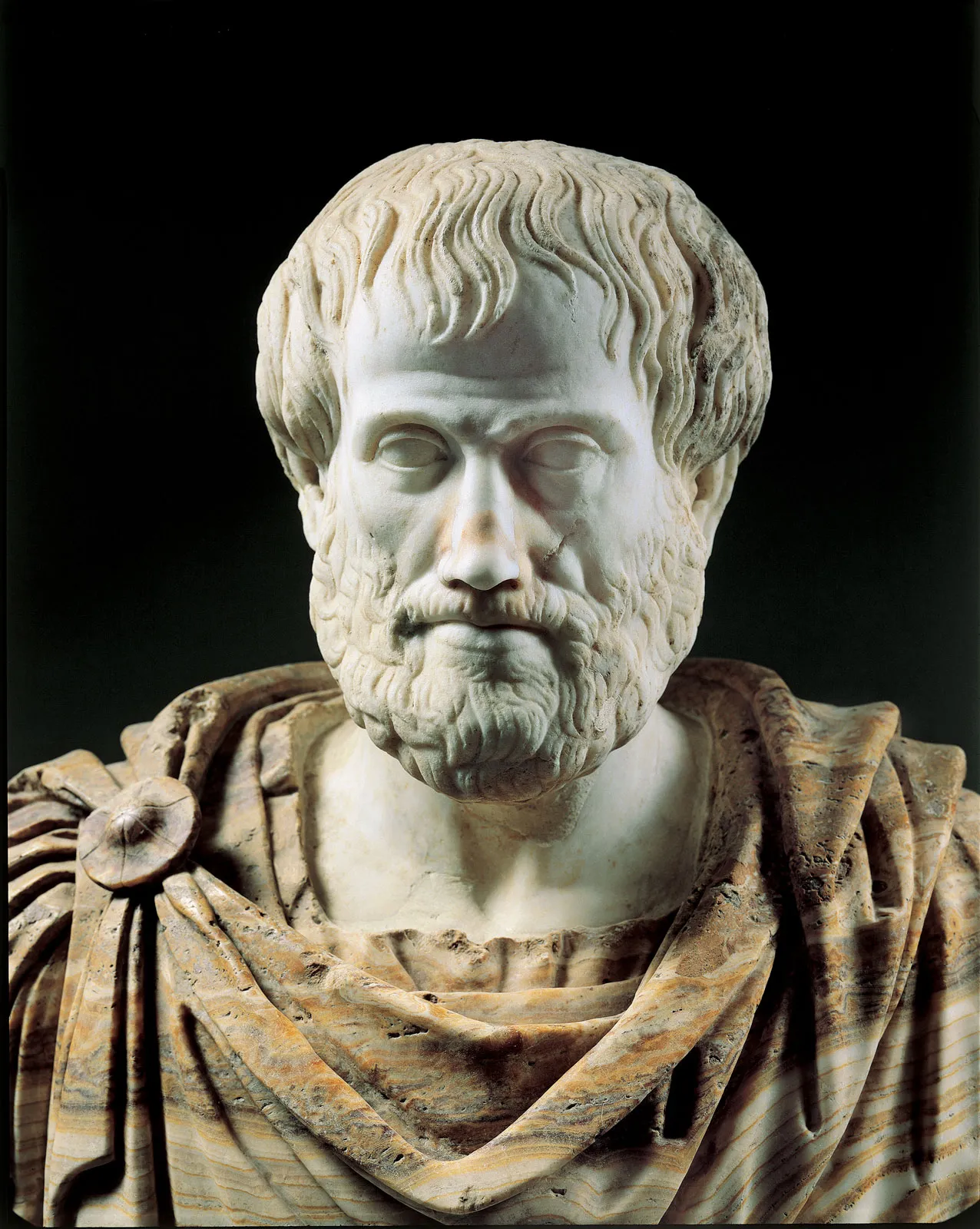 detail roman copy portrait bust aristotle greek